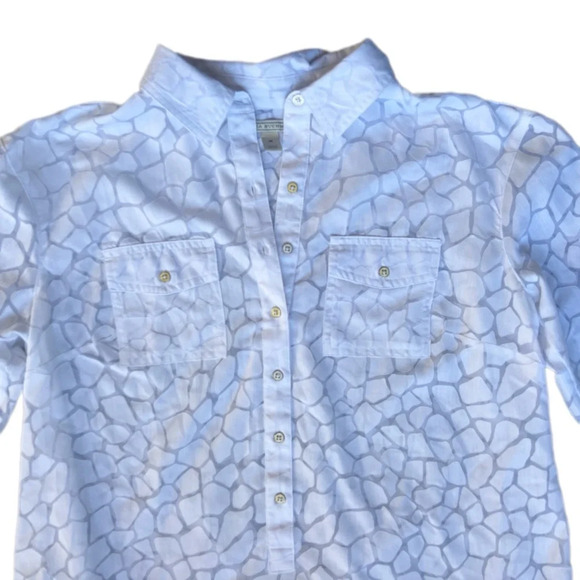 Dana Buchman Sheer Patterned White Button Down Size Medium - Picture 2 of 10
